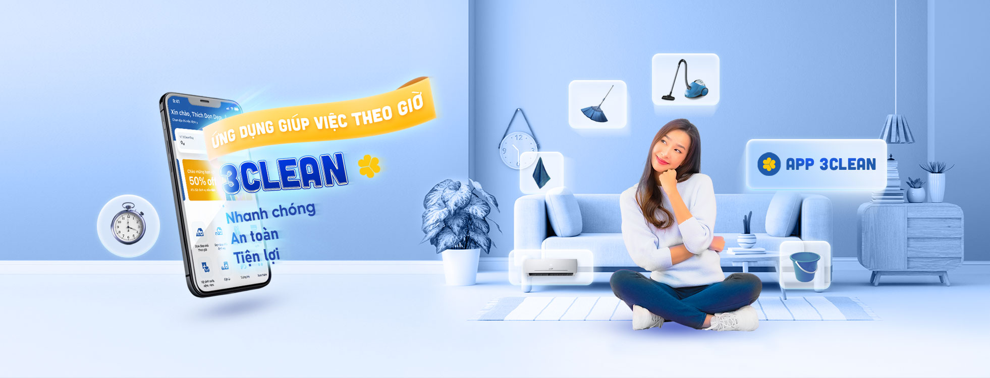 app giúp việc nhà 3clean