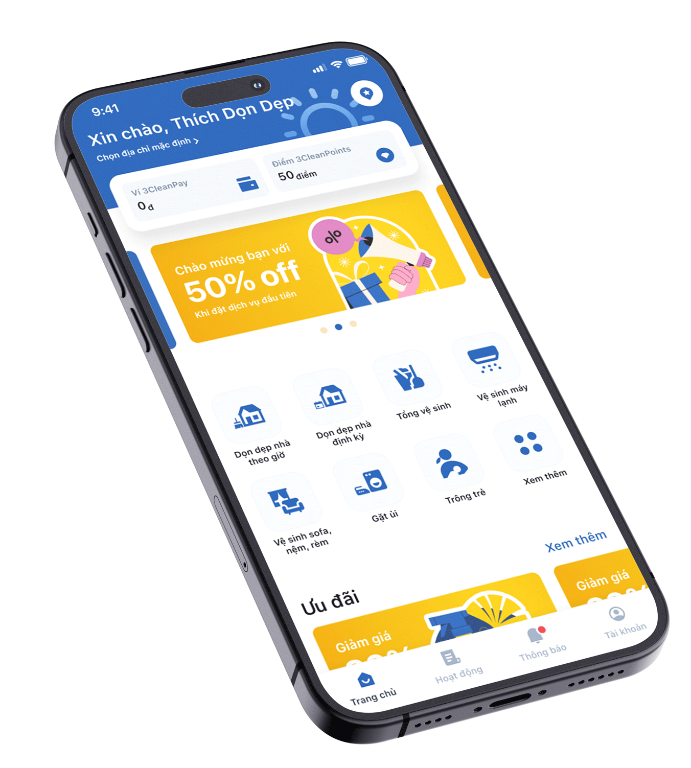 Trang Chủ mockup mobile 3clean