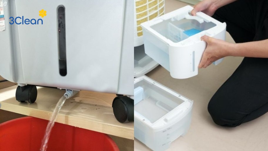 Bước 6: Làm sạch khoang chứa nước của quạt