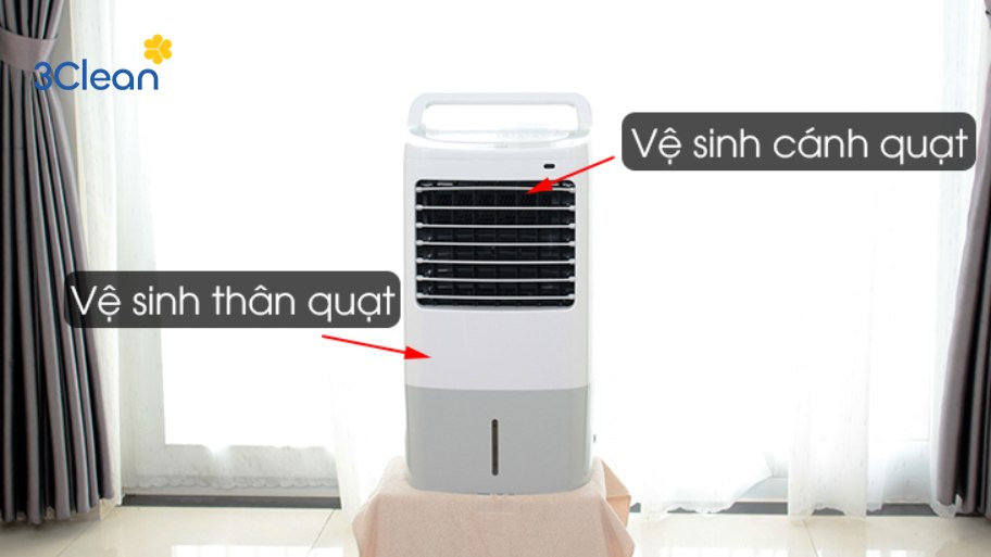 Bước 6: Vệ sinh thân quạt, cánh quạt và mô tơ