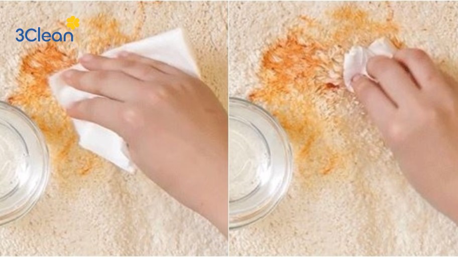 Cách vệ sinh thảm nỉ có vết bẩn từ đồ uống 