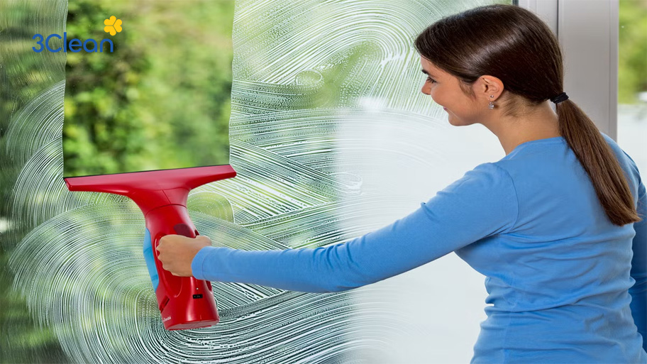 Chổi cao su giúp đẩy đi những vết bẩn, nước trên cửa kính