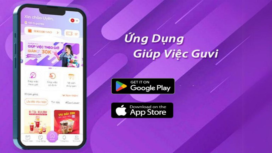 Người dùng dễ dàng đặt dịch vụ trên ứng dụng giúp việc nhà GUVI