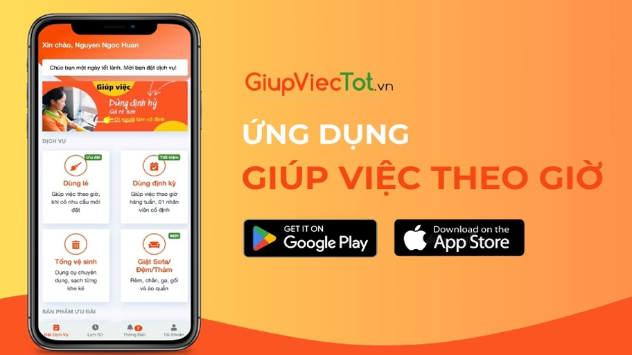 Ứng dụng GiupViecTot cung cấp các thông tin về các dịch vụ rõ ràng, minh bạch