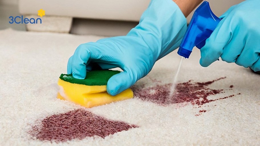 Xử lý các vết bẩn trên thảm trước khi giặt