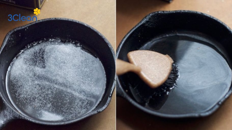 Cách vệ sinh chảo bằng nước nóng