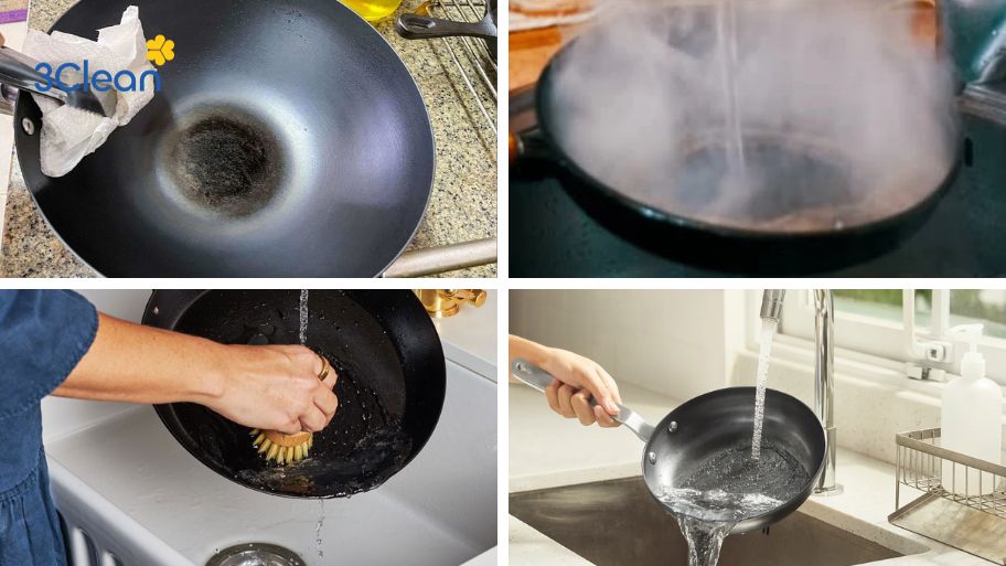Cách vệ sinh chảo thép thông thường