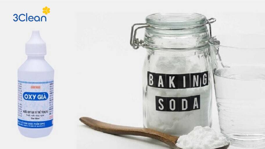 Hỗn hợp baking soda và oxy già giúp làm sạch mảng bám lâu ngày một cách nhanh chóng và an toàn.