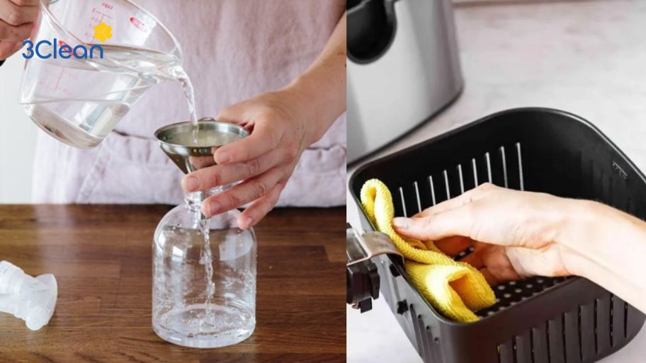 Hướng dẫn vệ sinh nồi chiên không dầu bằng giấm pha loãng