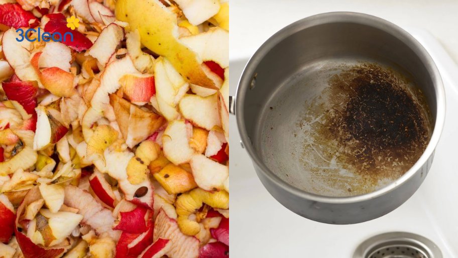 Mẹo xử lý nồi nhôm bị cháy đen với vỏ táo