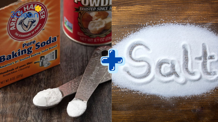Baking soda và muối giúp khử mùi hôi khó chịu và mang lại bề mặt sáng bóng như mới