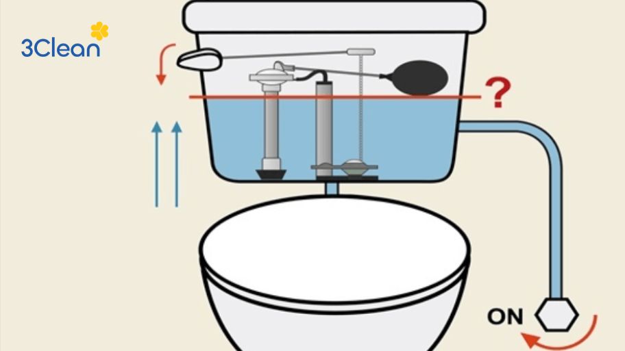 Bóng phao nước đã vượt giới hạn và làm bồn cầu bị rỉ nước