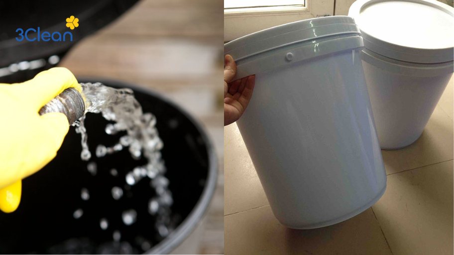 Hướng dẫn cách vệ sinh thùng rác nhanh chóng, hiệu quả ngay tại nhà Bước 5: Xả sạch lại thùng rác bằng nước