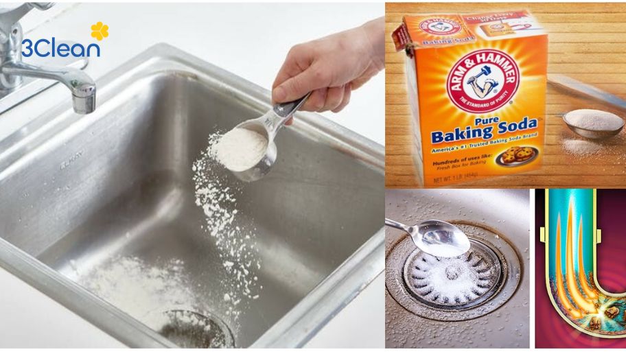 Hướng dẫn thông tắc bồn rửa bát bằng baking soda, giấm và muối ăn