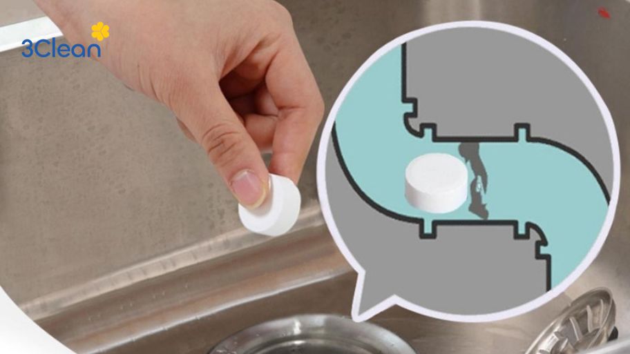 Hướng dẫn cách thông tắc bồn rửa bát với viên thông tắc