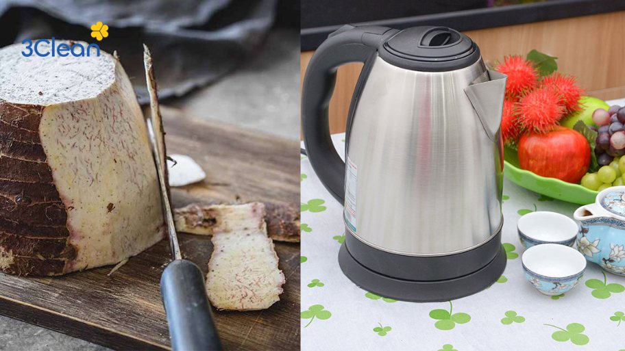 Cách vệ sinh bình siêu tốc bằng bỏ khoai sọ