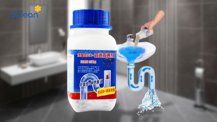 Dùng bột thông cống chuyên dụng giúp bồn rửa mặt thông thoáng chỉ trong vài phút