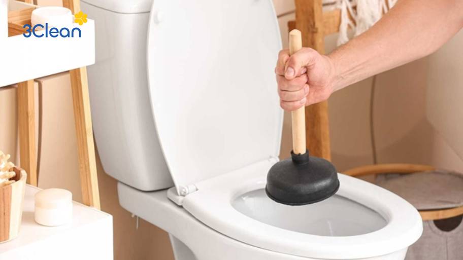 Dùng cây thụt bồn cầu là phương pháp quen thuộc