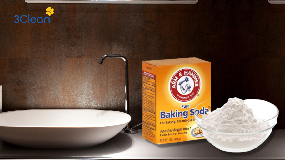 Vệ sinh bồn rửa mặt bằng baking soda đánh bay vết ố vàng, không gây hại cho bề mặt sứ