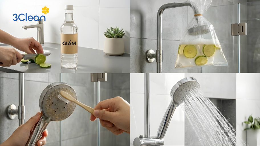 Cách vệ sinh vòi hoa sen bị tắc với giấm và chanh