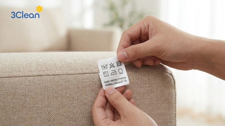 Kiểm tra ký hiệu trên ghế sofa vải giúp xác định đúng phương pháp làm sạch