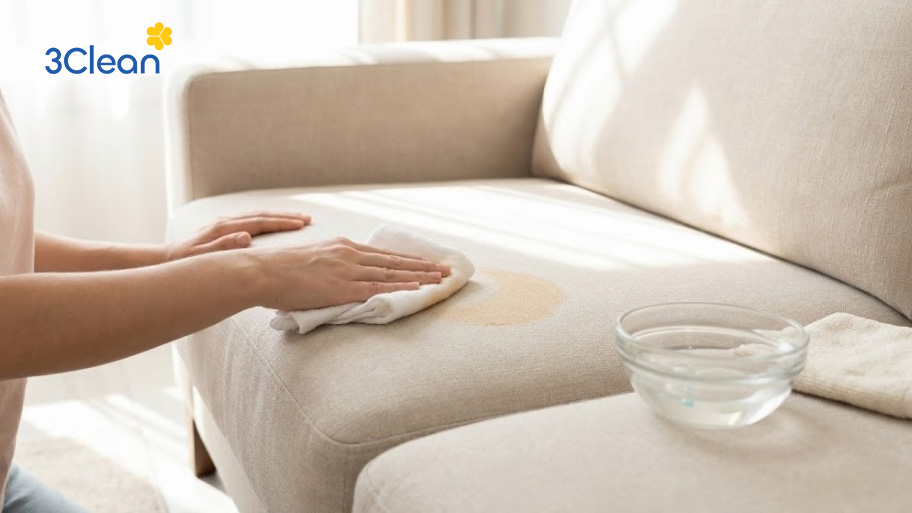 Vệ sinh sofa vải tại nhà với vết bẩn nhẹ như bụi bám, mồ hôi hay vết ố mới