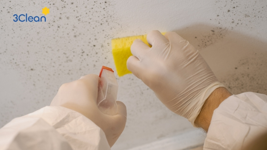 Thao tác vệ sinh nhẹ nhàng các vết mốc và làm để thông thoáng để khu vực được khô