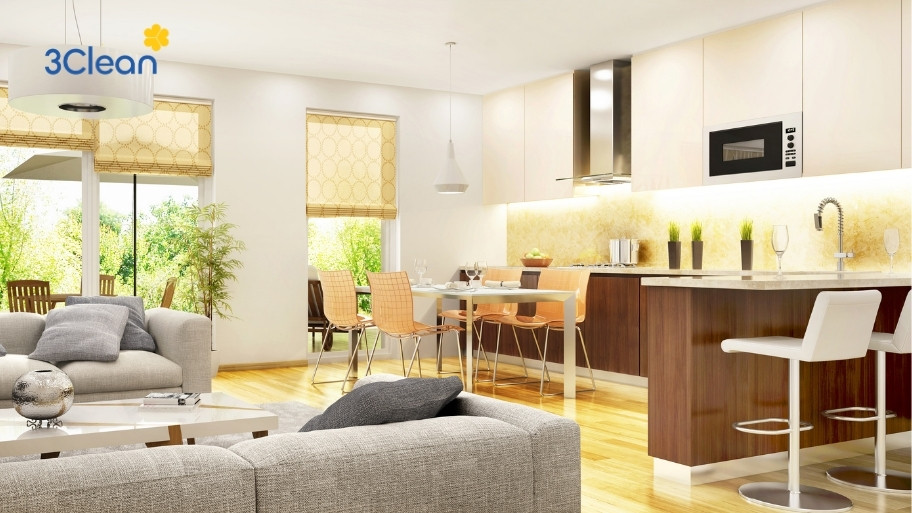 Các dạng phòng khách liền bếp càng dễ bị ám mùi đồ ăn vào các nội thất khác